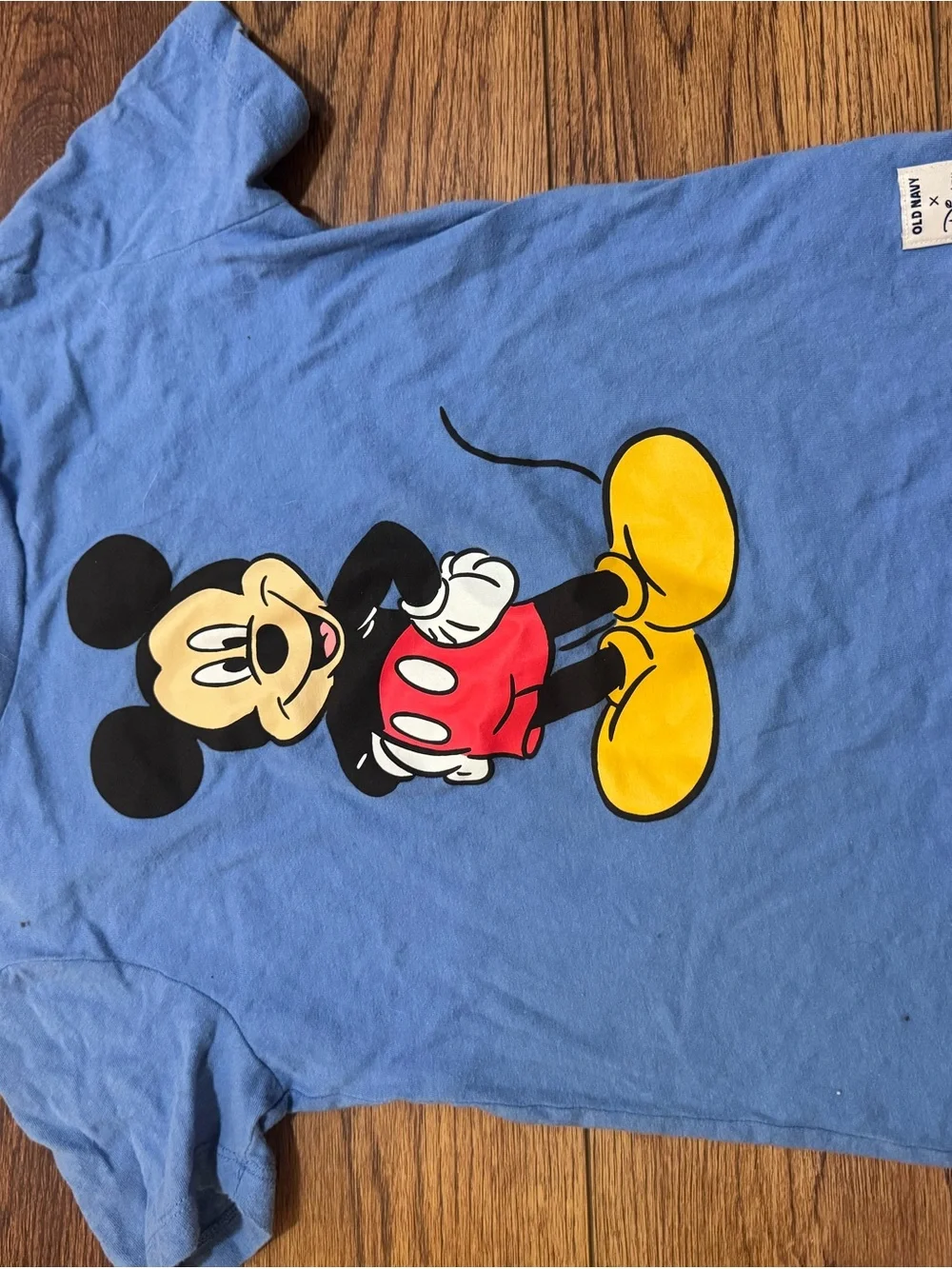 Kids Old Navy Blue Mickey Mouse Graphic Tee with Yellow Shoes